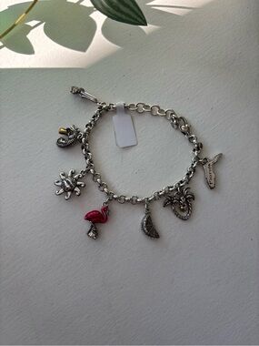 Retired Vintage 2000s Brighton Florida State Silver Plated Charm Bracelet